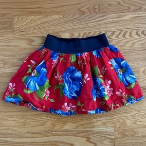 Hollister Red & Blue Floral Skater Skirt (XS)